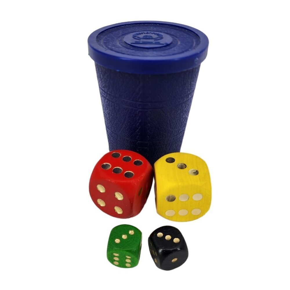 Vintage Discovery Toys Dice Games 4 Wood Dice Plus Plastic Cup